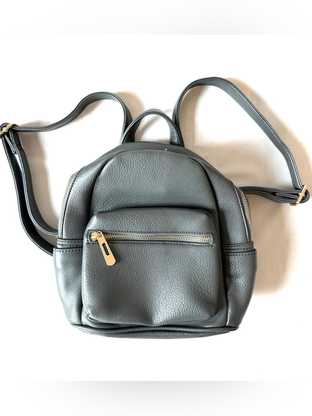 Charcoal Grey Mini Backpack Pebbled Vegan Leather Small nWOT